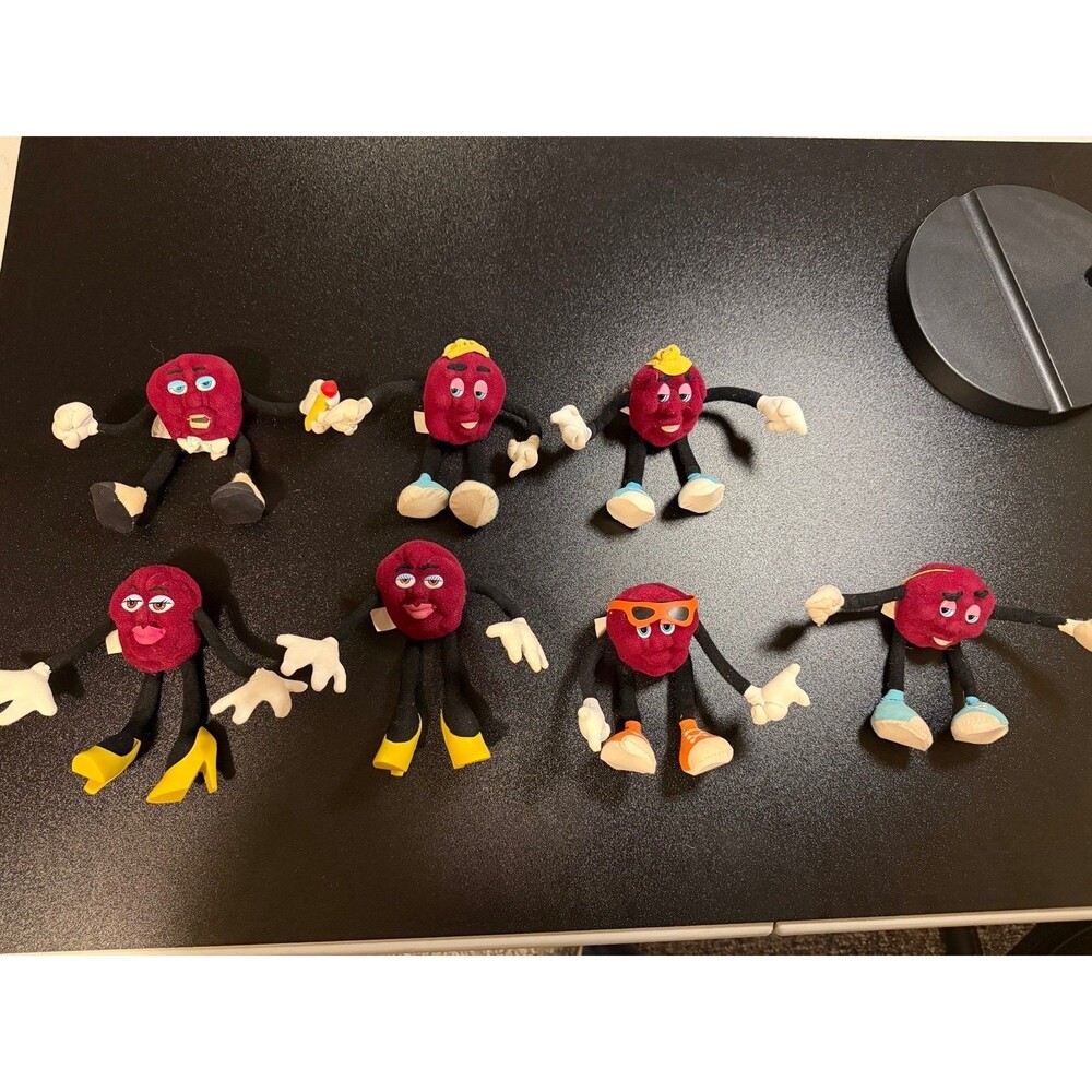 Vintage 1988 California Raisins Plush Lot of 7 Hardee's Applause Figures Variant